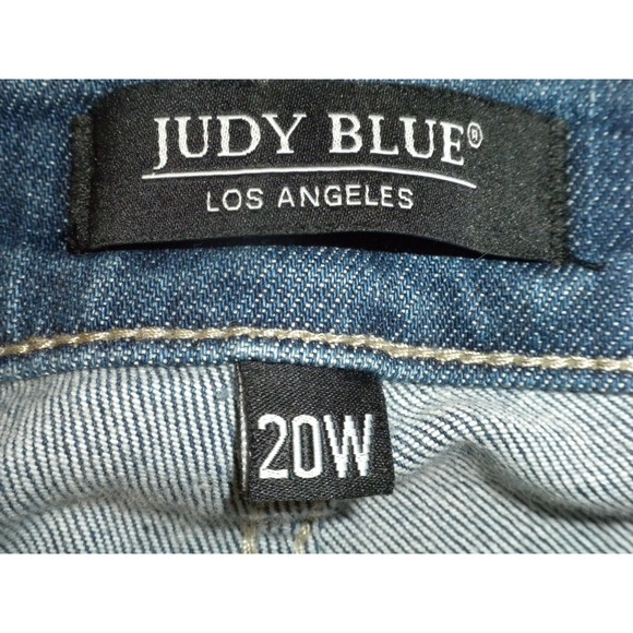 Judy Blue Jeans 20W Blue Denim Mid Rise Distressed‎ Thrash Hem Skinny JB8821 - Picture 8 of 15